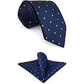 S&W SHLAX&WING Tie Set for Men Necktie Hanky Pack Dotty Dots Orange Blue Brown