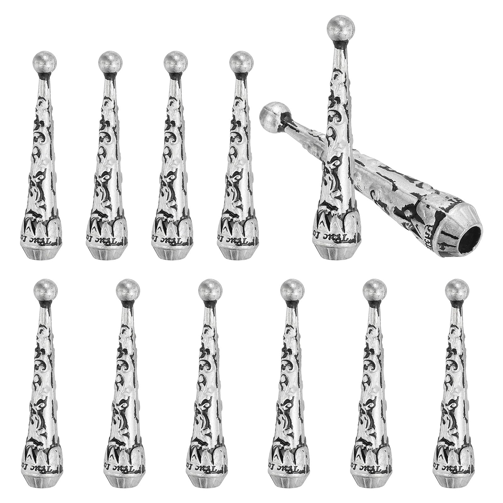 Photo 1 of PATIKIL Bolo Tie Tips, 12Pcs 2 Inch Long Alloy Bolo Tie Supplies Replacement Cord End Caps 5.5mm Diameter for DIY Crafts Clothes Decor, Tin Tone
