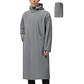 UIQUR Men's Long Rain Jacket Windbreaker Waterproof Lightweight Packable Running Hiking Cycling Golf Rain Coat with Hood