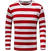 OThread & Co. Men's Long Sleeve Striped T-Shirt Basic Crew Neck Shirts