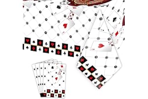 Ayearparty 4 Pieces Casino Tablecloth Casino Poker Themed Party Decorations Disposable Plastic Tablecloth Las Vegas Theme Table Cover for Playing Card Birthday Party Supplies 108 x 54 Inch
