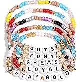 AICase for The Outsiders Merch Gifts Toys Inspired Bracelets 5 Pcs Stackable Stretch Beaded Friendship Bracelets Book Lovers Merchandise Gifts for Fans Women Birthday Christmas Stocking