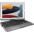 pekarejue Wireless Keyboard Case for 2021 Apple iPad 10.2 inch 9th 8th 7th, iPad Air 3rd and iPad Pro 10.5 2nd Generation: Rotatable Pencil Holder Trackpad RGB Backlit Space Gray