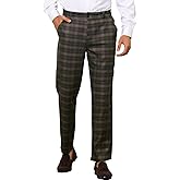 Lars Amadeus Plaid Pants for Men's Straight Fit Casual Checked Pattern Trousers