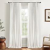 INOVADAY 100% Blackout Curtains for Bedroom, Black Out Curtains 84 Inch Long, Clip Rings Linen Blackout Drapes, Thermal Insulated Room Darkening for Living Room, 2 Panels - Beige,W50xL84