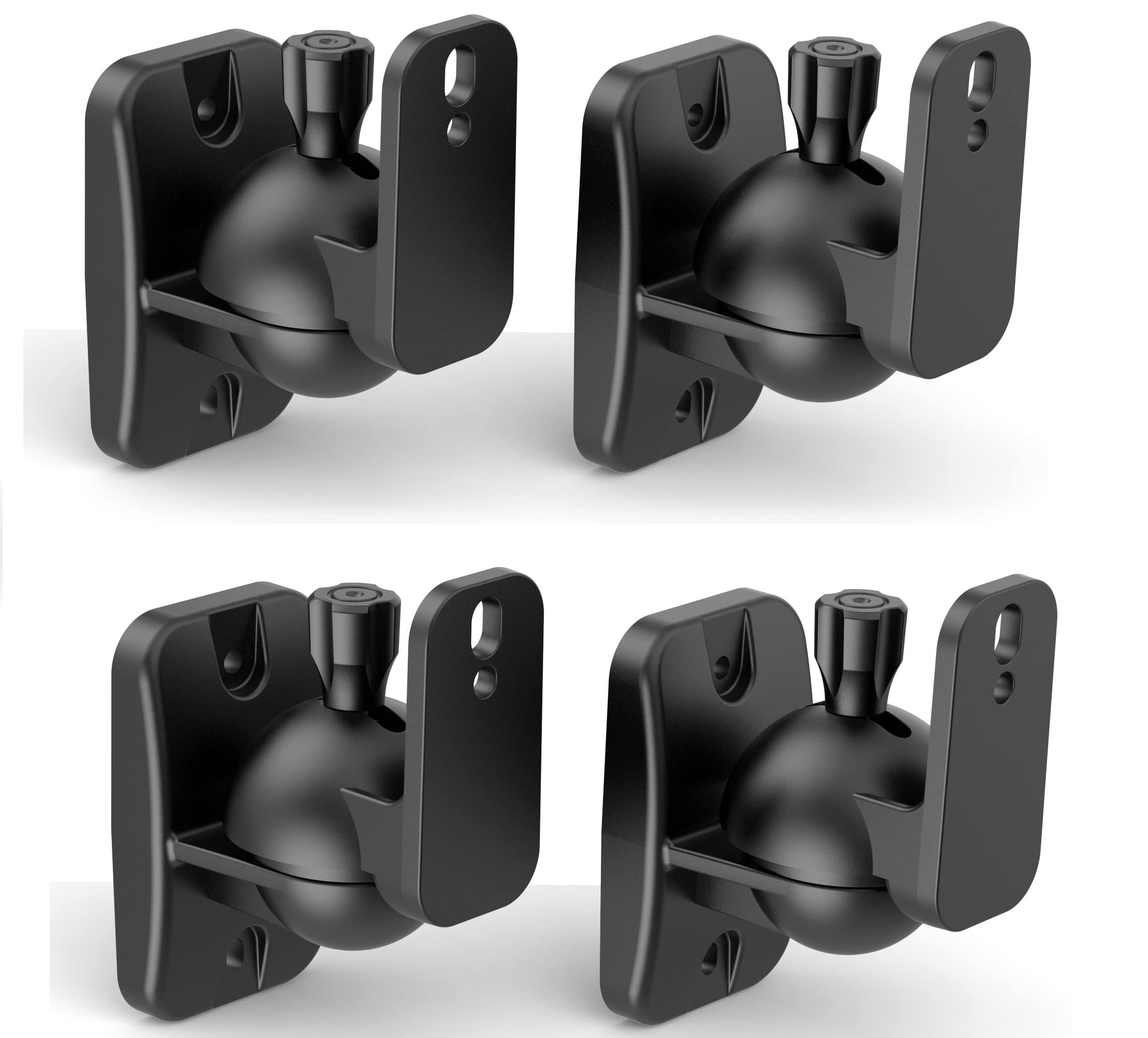 HomeMount Wall Mount Brackets - Universal Surround Sound Speaker Mounts, Bookshelf Speaker Wall Mount Kit, Supports Up to 8 lbs, 4 Pack, Black