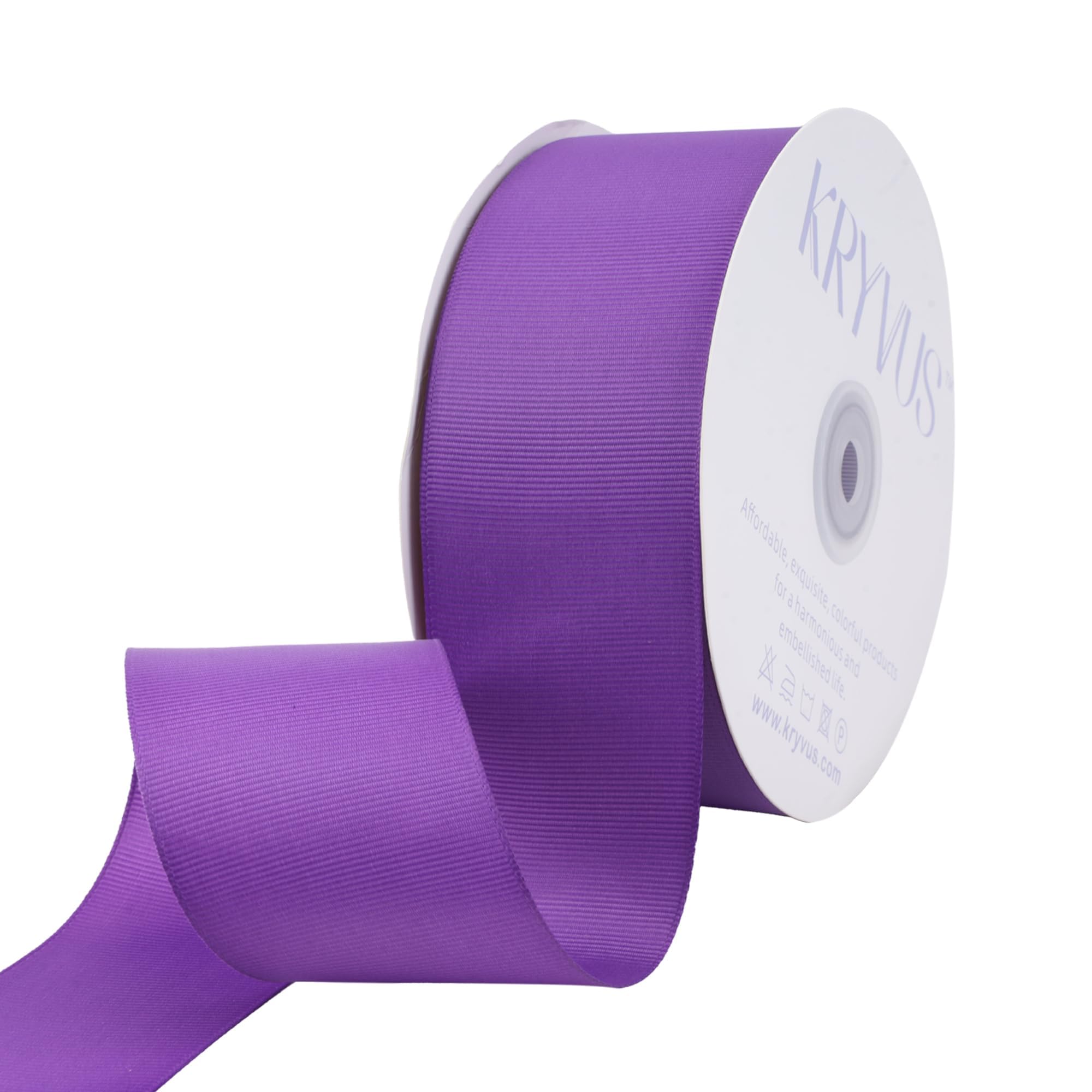 Kryvus Grosgrain Ribbon, Purple Ribbon 50mm x Continuous 45 Metres, Purple Grosgrain Ribbons Perfect for Gift Wrapping, Crafts, Sewing, Wedding Decor, DIY Hair Accessories and More
