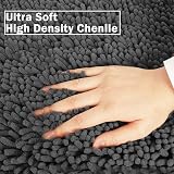 RUN HELIX Ultra Soft Chenille Bath Mat Set 3P Non Slip Dark Grey 40x60 50x50 view 3