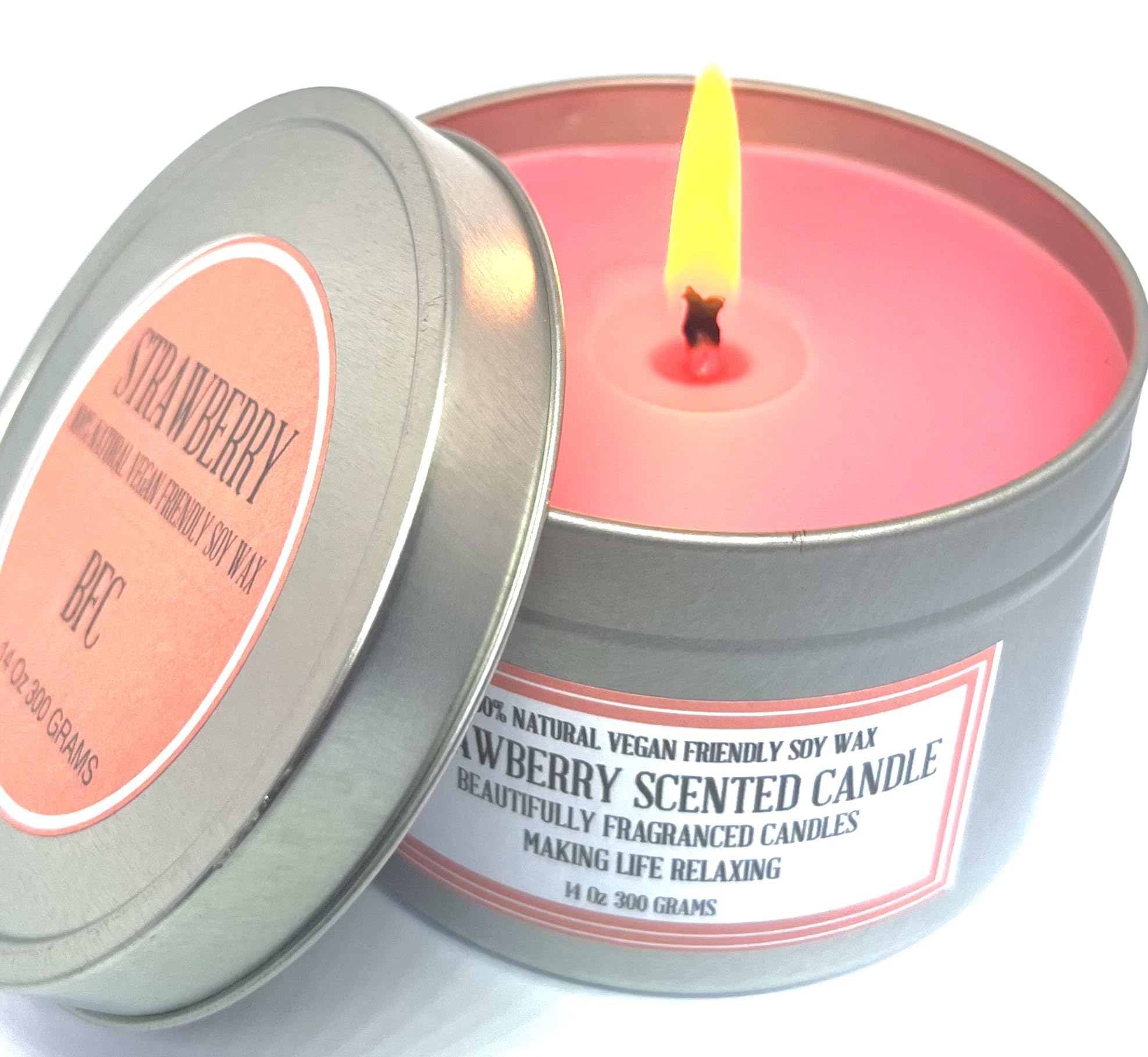 BFC 14 Oz 300 Grams Strawberry Scented Soy Wax Candle