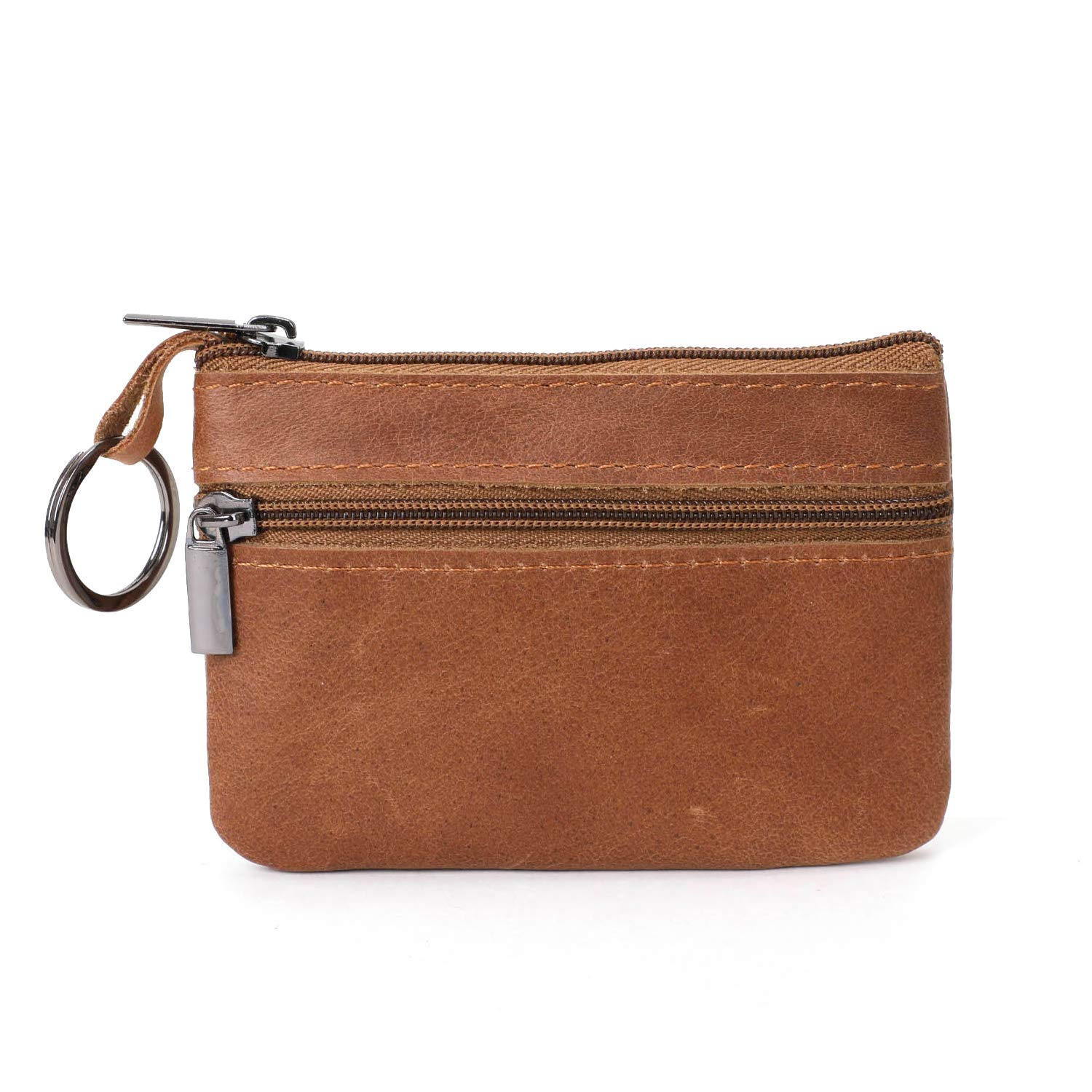 Coin Purse Men Coin Holder Soft Cow Leather Wallet Purses Coin Purse Cash Key Holder Money Pouch Ladies Brown