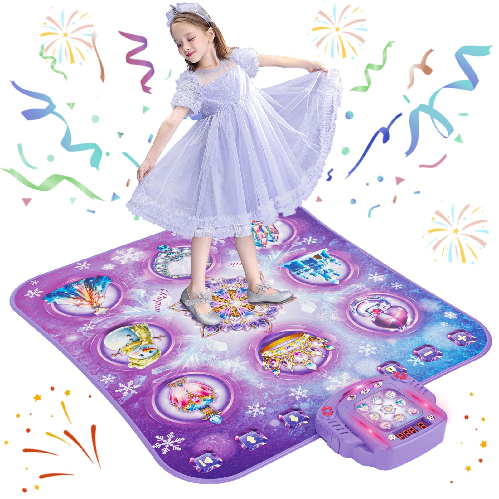 Surelect Dance Mat for 3-12 Year Old Girls, Frozen Dance Pad with Wireless Bluetooth, Purple Electronic Music Princess Toys Birthday for Kids and Toddlers Ages 3 4 5 6 7 8 9 10 +