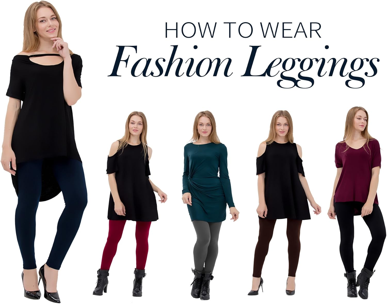 Fleece Lined Leggings for Women High Waist, Elastic and Slimming, 6 Pack - (2)black/wine/brown/grey/navy, One Size at  Women’s Clothing store