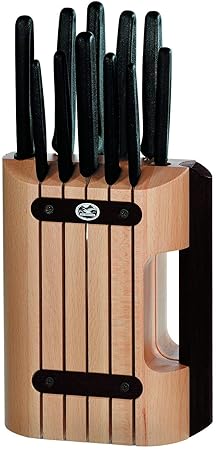 Victorinox 11-teiliges Messerblock-Set, aus Buchenholz, Sparschäler, Brotmesser, spülmaschinengeeignet, schwarz