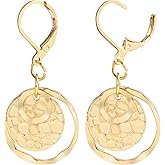 Sterling Silver Disc Leverback Earrings for Women