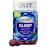 OLLY Extra Strength Sleep, Occasional Sleep Support Supplement - 90 Count | Sleep Support, 5mg Melatonin, L-Theanine &amp; Botanical Extracts, Gluten Free, No Synthetic Colors, No Synthetic Flavors