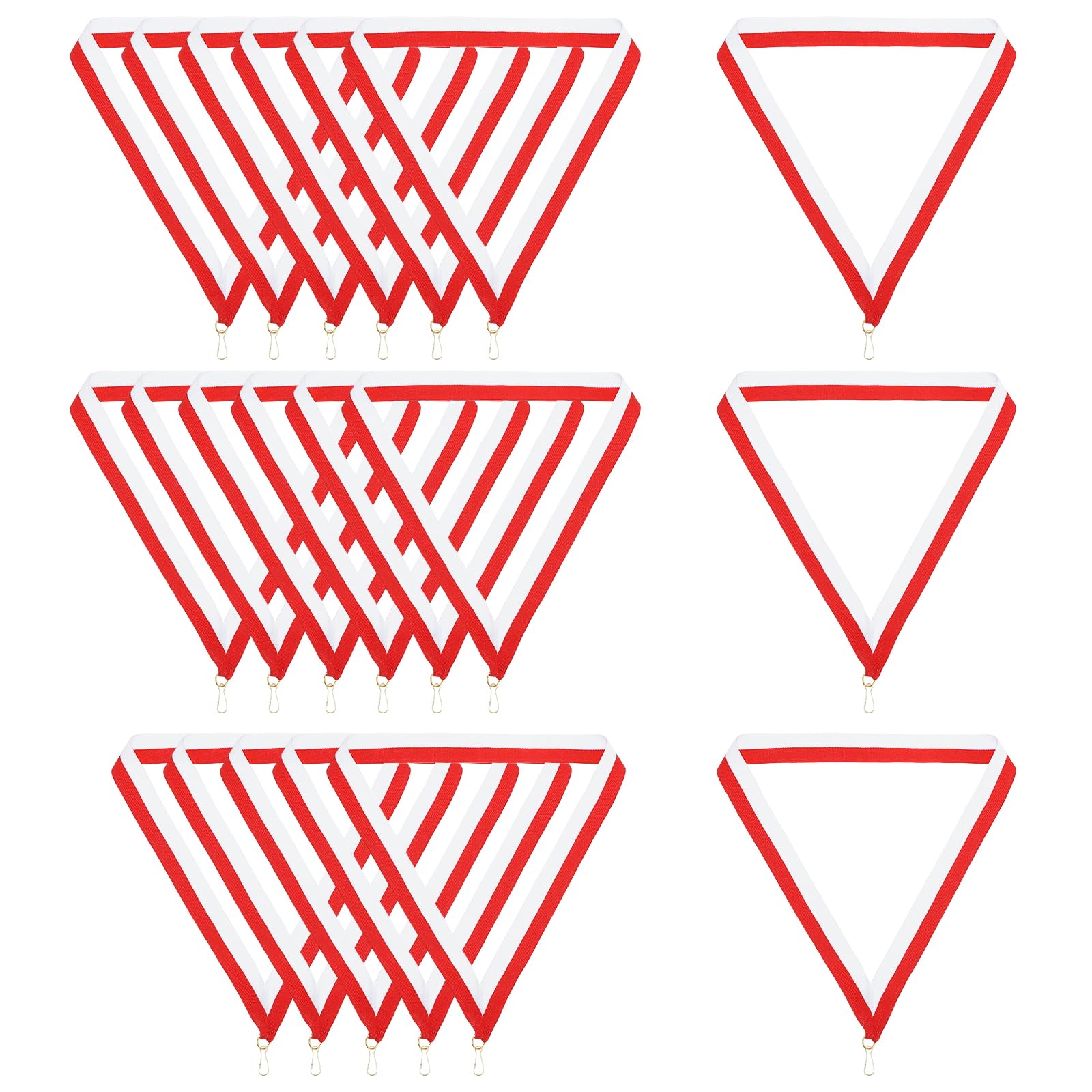 PATIKIL Award Neck Ribbons with Snap Clips, 20 Pcs Polyester Striped Medal Lanyards Ribbon for Competitions Sports Meetings Sports Party, Red White