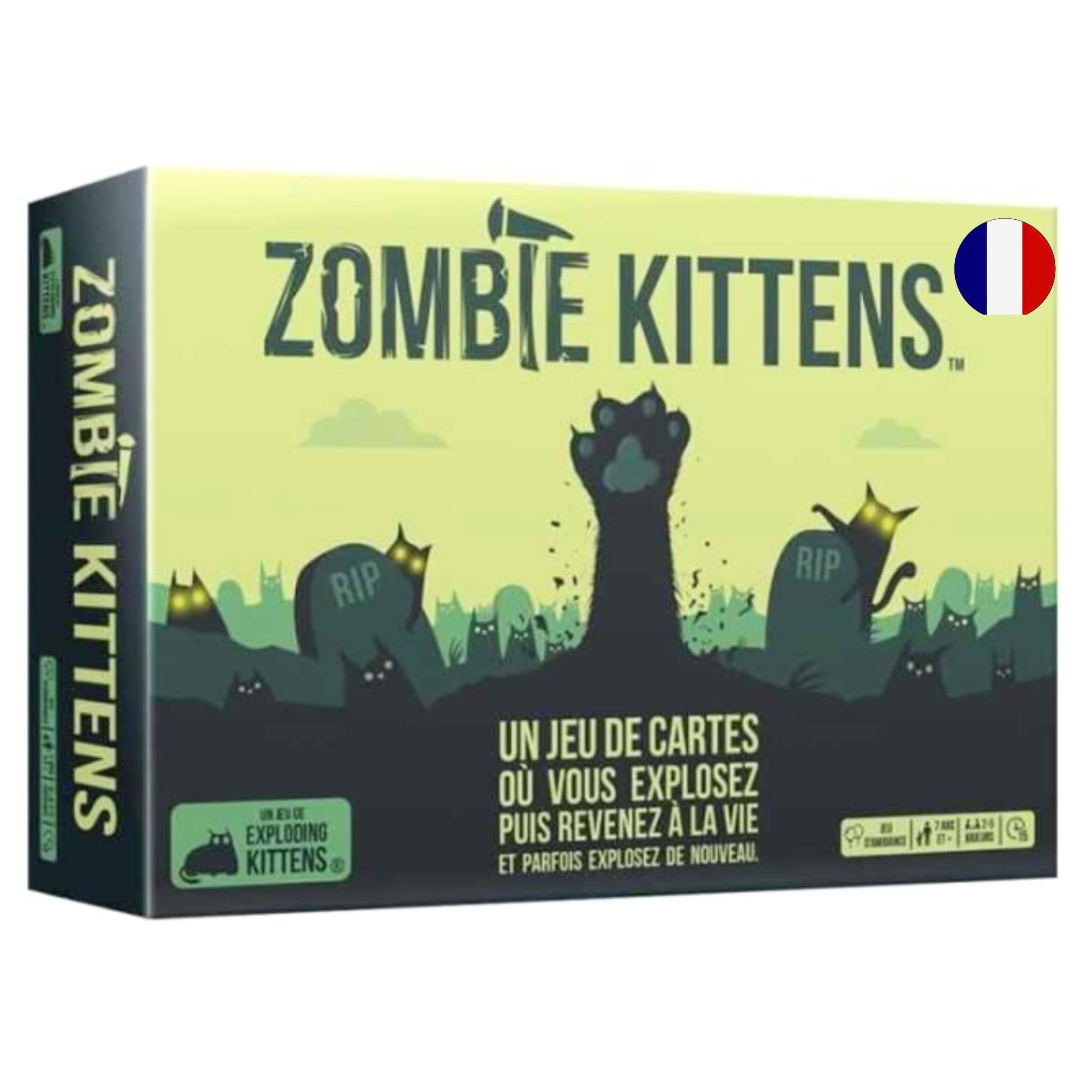 Exploding Kittens - Zombie Kittens - Atmosphere Game for Children from 7 Years - Card Game Where You Explode and Come Back to Life - Funny and Offbeat - 2 to 5 Players - 15 Min - French Version
