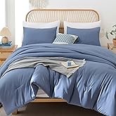 ROSGONIA Queen Comforter Set Slate Blue, 3pcs Queen Size Comforter(1 Boho Blue Comforter & 2 Pillowcases) All Season Lightweight Bedding Blanket Quilt