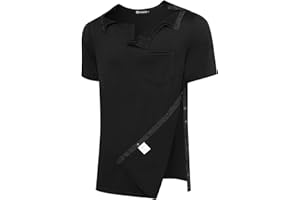 KGGEOO Men’s Post Shoulder Surgery Recovery Shirt Tear Away Short Sleeve Rotator Cuff Full Side Snap Adaptive Chemo Clothing