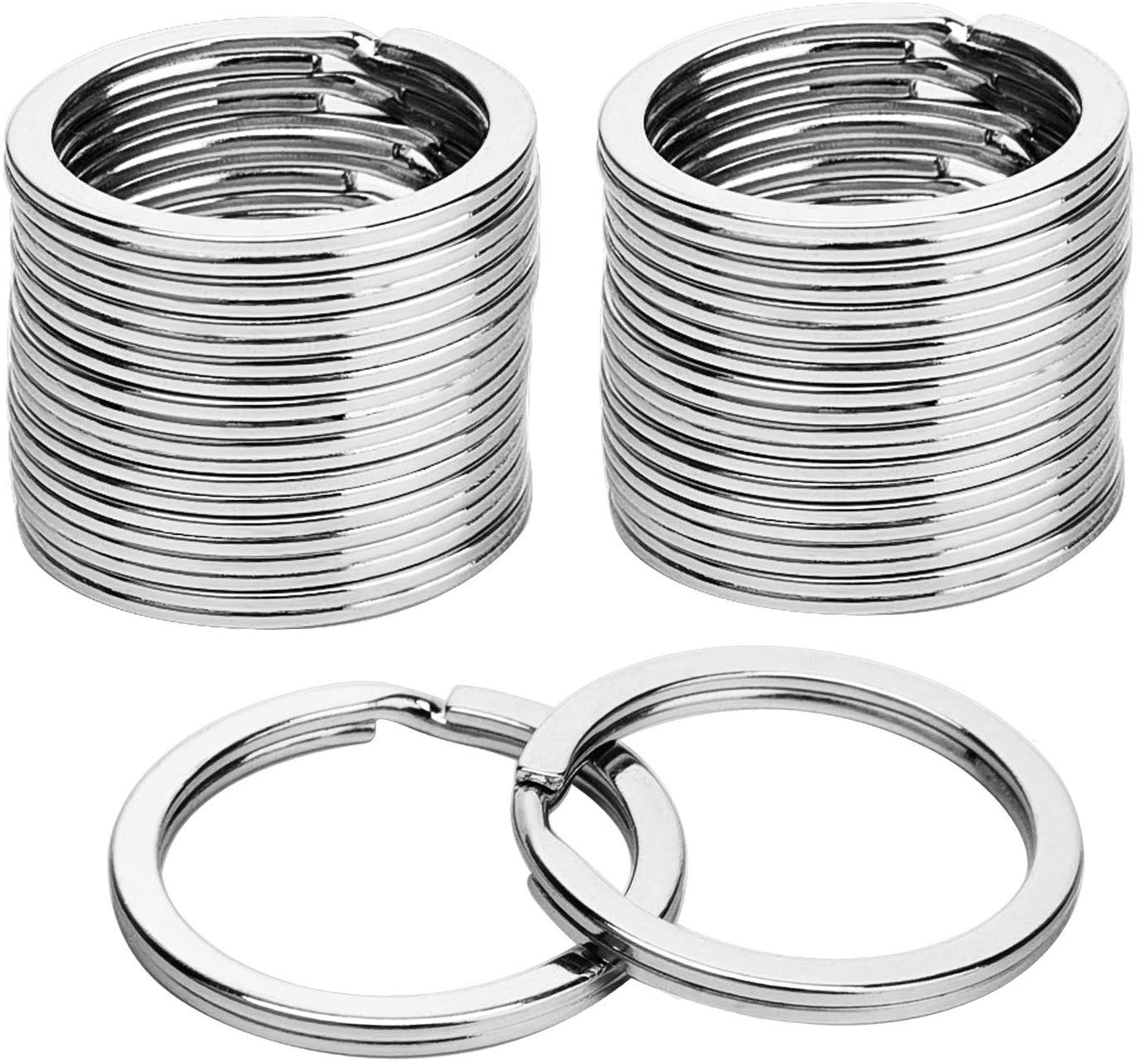kingforest KINGFOREST 100-Pack 1 Inch Metal Key Rings (25mm) - Silver Split Keychain Rings for Keys, DIY Crafts, Home, Car & Office Accessories - Durable Nickel Flat Keyrings Bulk