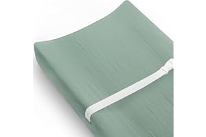MEOWCARDS Changing Pad Cover for Baby Girls Boys, Muslin Changing Table Pad Covers with Boho Style, Neutral Color Soft and Breathable (Sage)