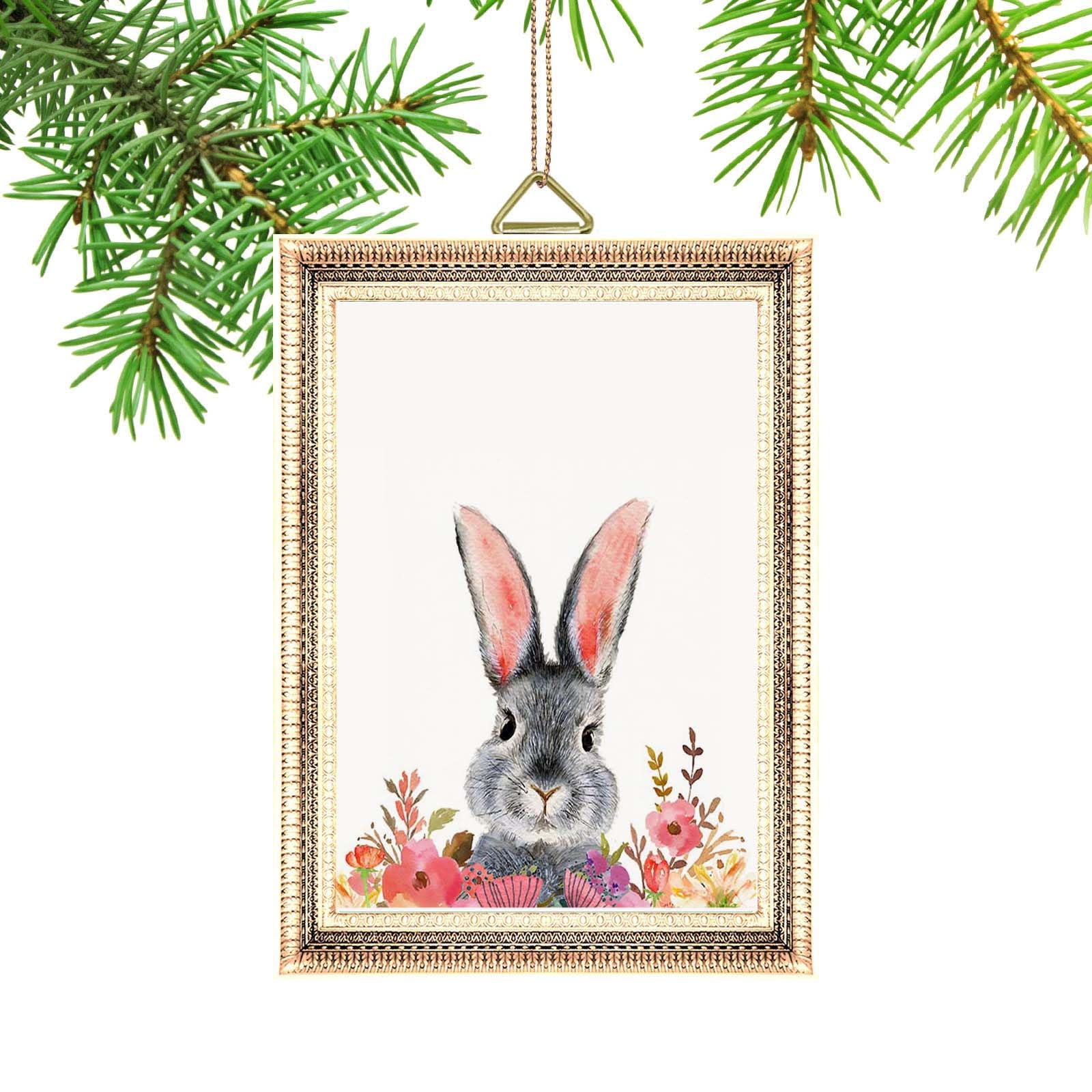 Photo 1 of ***EXTRA SMALL**** Rabbit Ornament for Pet Lover,Farmer Xmas Tree Hanging Ornaments Ceramic Keepsake,Rabbit Bunny Flower