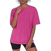 100% Cotton Washed Vintage Oversized T-Shirt for Women,Baggy Boyfriend Tee Workout Short Sleeve Tops