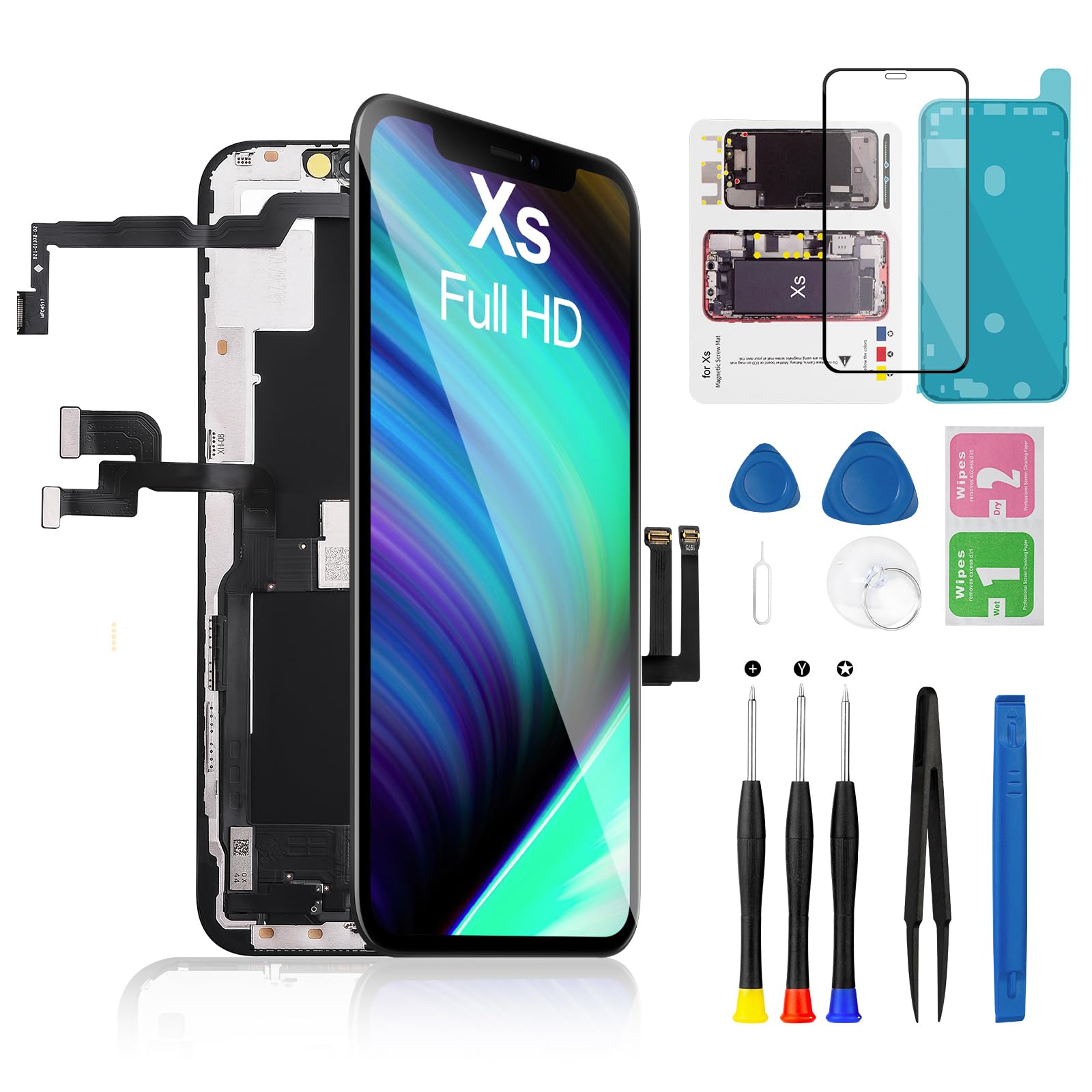 Photo 1 of FOOBONG for iPhone Xs Screen Replacement LCD FHD Display 3D Touch Digitizer Frame 5.8 inch Full Assembly with Repair Tool Kit Waterproof Adhesive for Model A1920, A2097, A2098, A2099, A2100