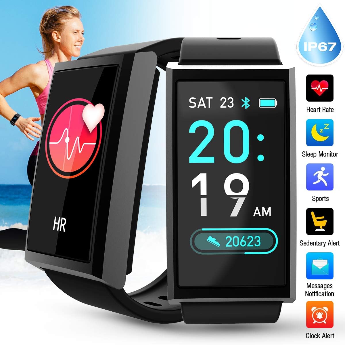 Fitness Tracker,Activity Tracker Smart Watch with Heart Rate Monitor Touchscreen,Waterproof Bluetooth Smartwatch Sport Fitness Activity Tracker Watch Compatible with Android iOS Phone Kids Women Men