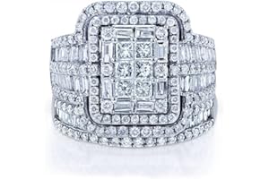 EUJHRTM 925 Sterling Silver Wedding Set, 3ct Cut Cubic Zirconia Halo Ring, Foldable Wedding Set, Eternal Engagement Ring, Size 7, ZY-PU139-Y3