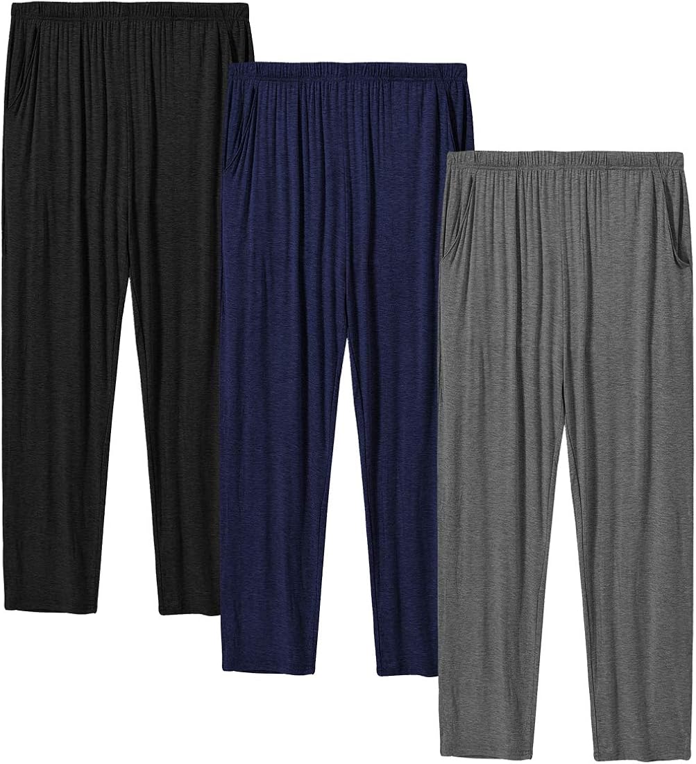 MoFiz Mens Pajama Pant Lounge Sleeping Pajama Bottom Elastic Drawstring Waistband with Pocktes