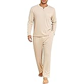 JiniGolla Mens Pajamas Set Soft Short Sleeve Top and Pant Loungewear Sets 2 Piece Pjs with Pockets