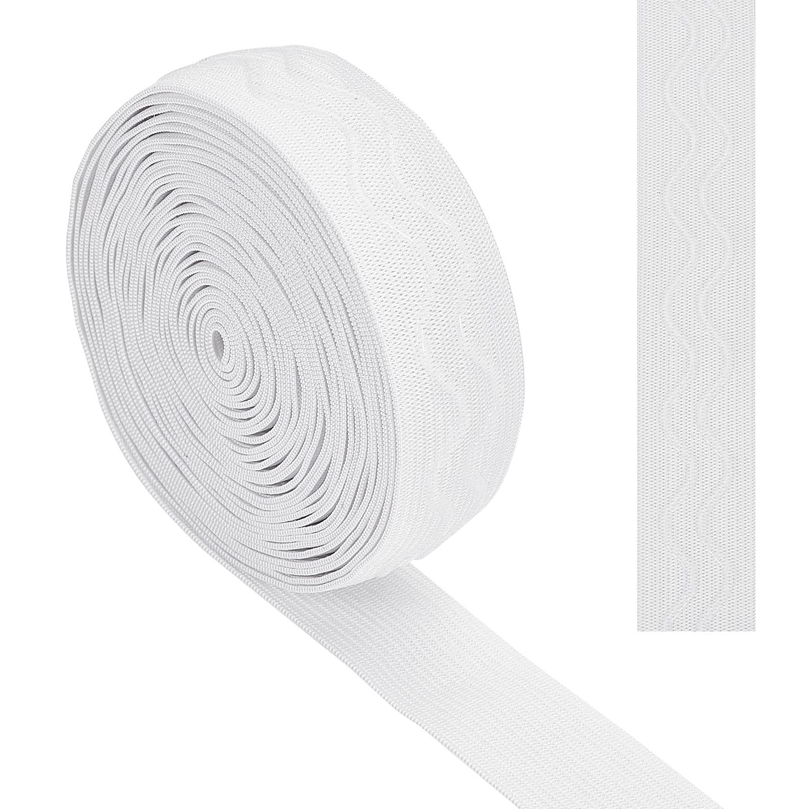 GORGECRAFT 10 Yards White Silicone Elastic Gripper Non-slip Tape Waved Soft Rubbers 1" 25mm Elastic Belt Webbing Stretchy Wavy Ribbon Loop for Garment Wig Bike Shorts Project Underwear Accessories