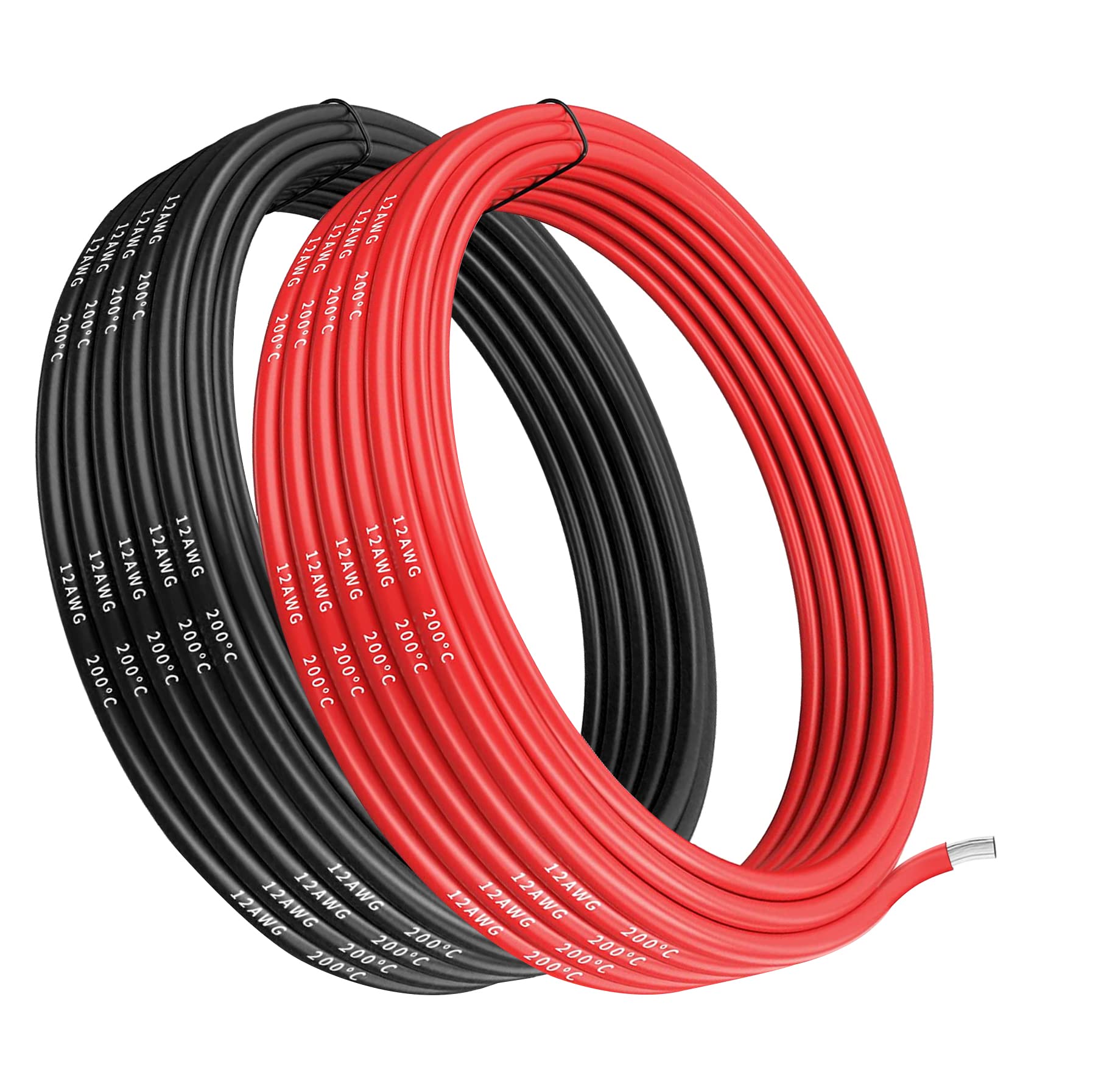 Makerfire 12 Gauge Silicone Wire, 12 AWG Electrical Cable 5M [2.5m Black and 2.5m Red], Flexible 680 Strands 0.08 mm of Tinned Copper High Temperature Wire for RC Car, Marine, Drone, etc