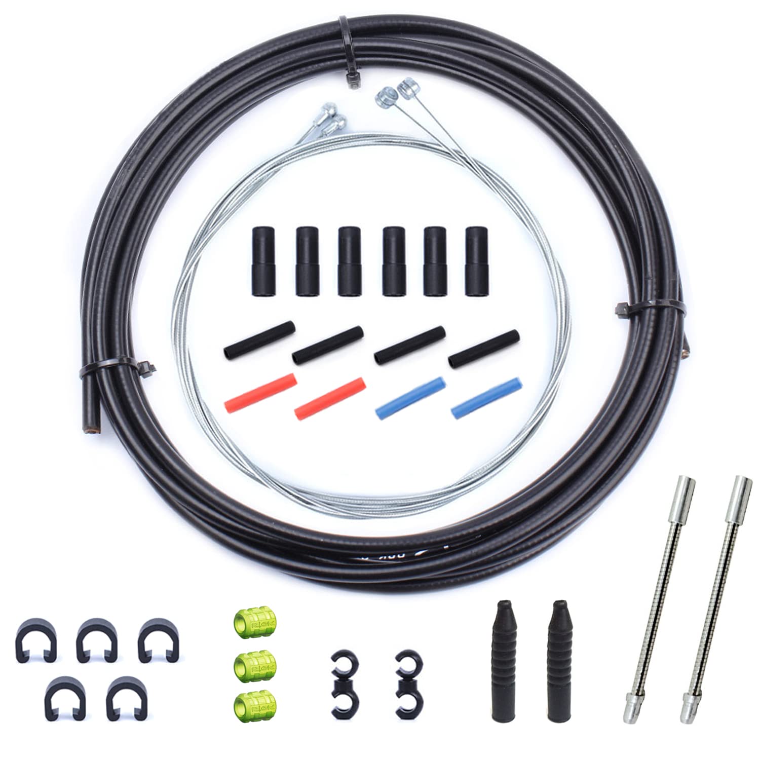 Bicycle Brake Cable Set of 2 Universal Cable Housing Kit Replacement for Mountain and Road Bike (Black)