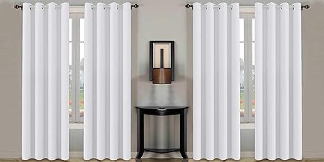 Buy Swisstic Texture 4 Piece Eyelet Polyester Curtain Set 9ft