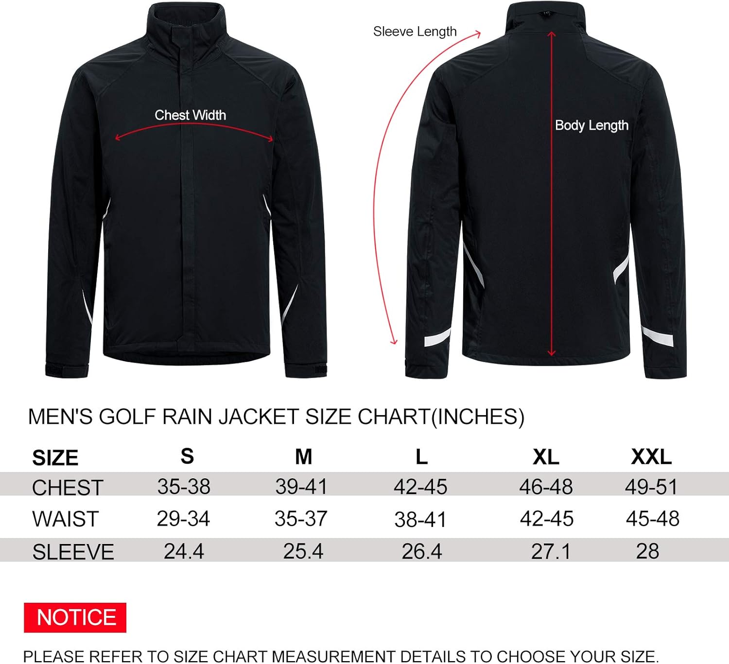 PRO Golf Rain Jacket for Men Women Waterproof, Breathable, Windproof Lightweight Coat for Hiking Cycling Camping Traveling: Clothing