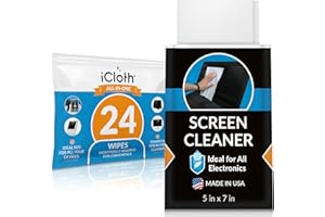 iCloth Large Screen Cleaning Wipes for Electronics, Lint-Free and Streak-Free, Fast-Drying, Removes Dust, Fingerprints, and S