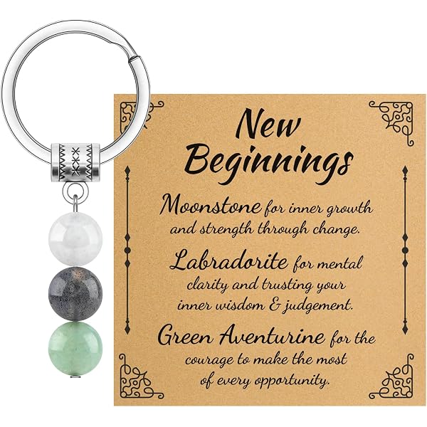 Initial Letter Crystal Keychain - Natural Stone Healing Keychain, Letter D, Stainless Steel - View #9