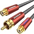 SOUNDFAM RCA Splitter 1-Male to 2-Female Y-Adapter Premium Subwoofer Splitter Cable - Wine Red Series