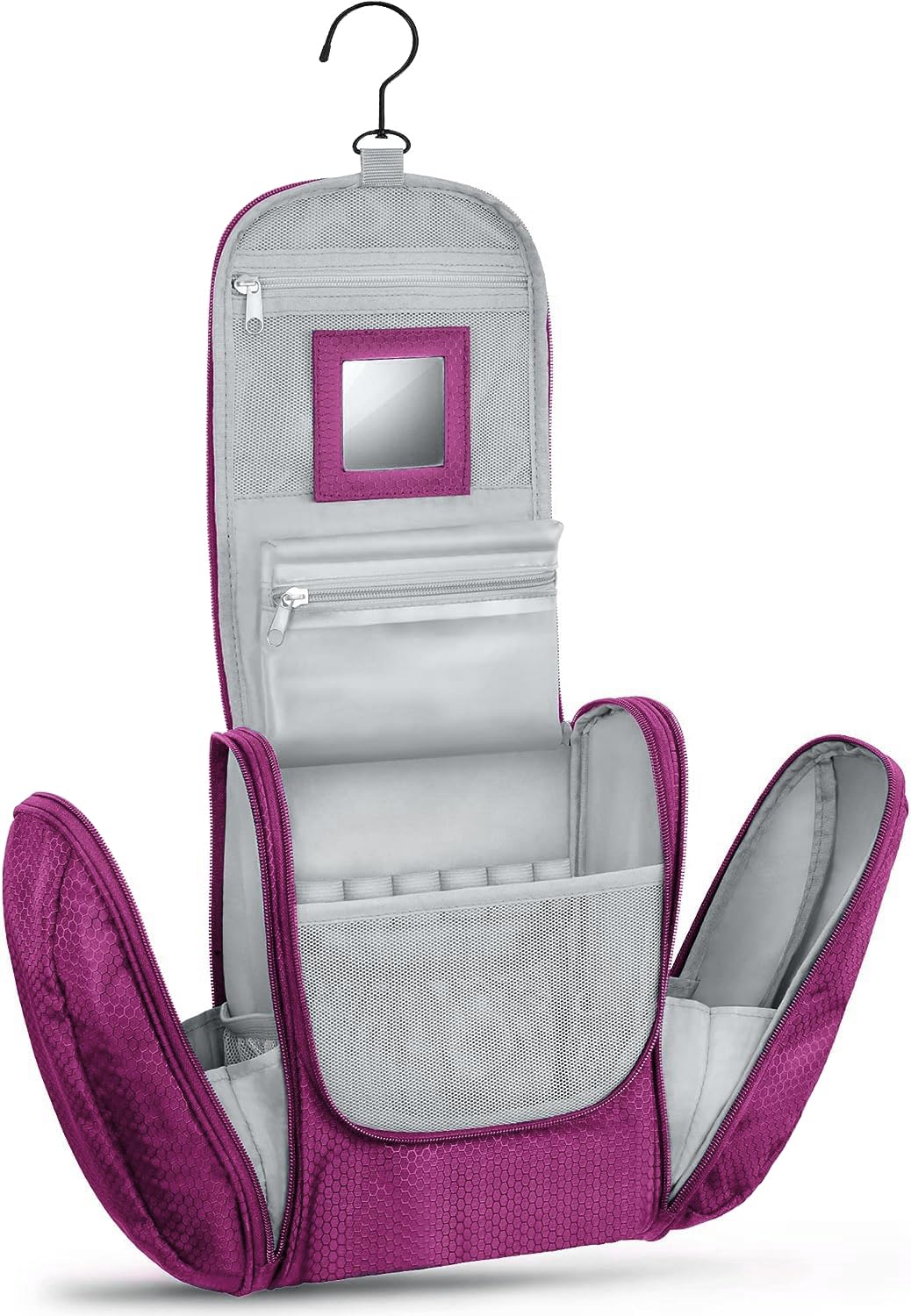 Large Premium Toiletry Bag with Mirror for Men and Women Large Wash Bag XXL Cosmetic Bag Spacious Toilet for Women and Men with Hook (Purple)