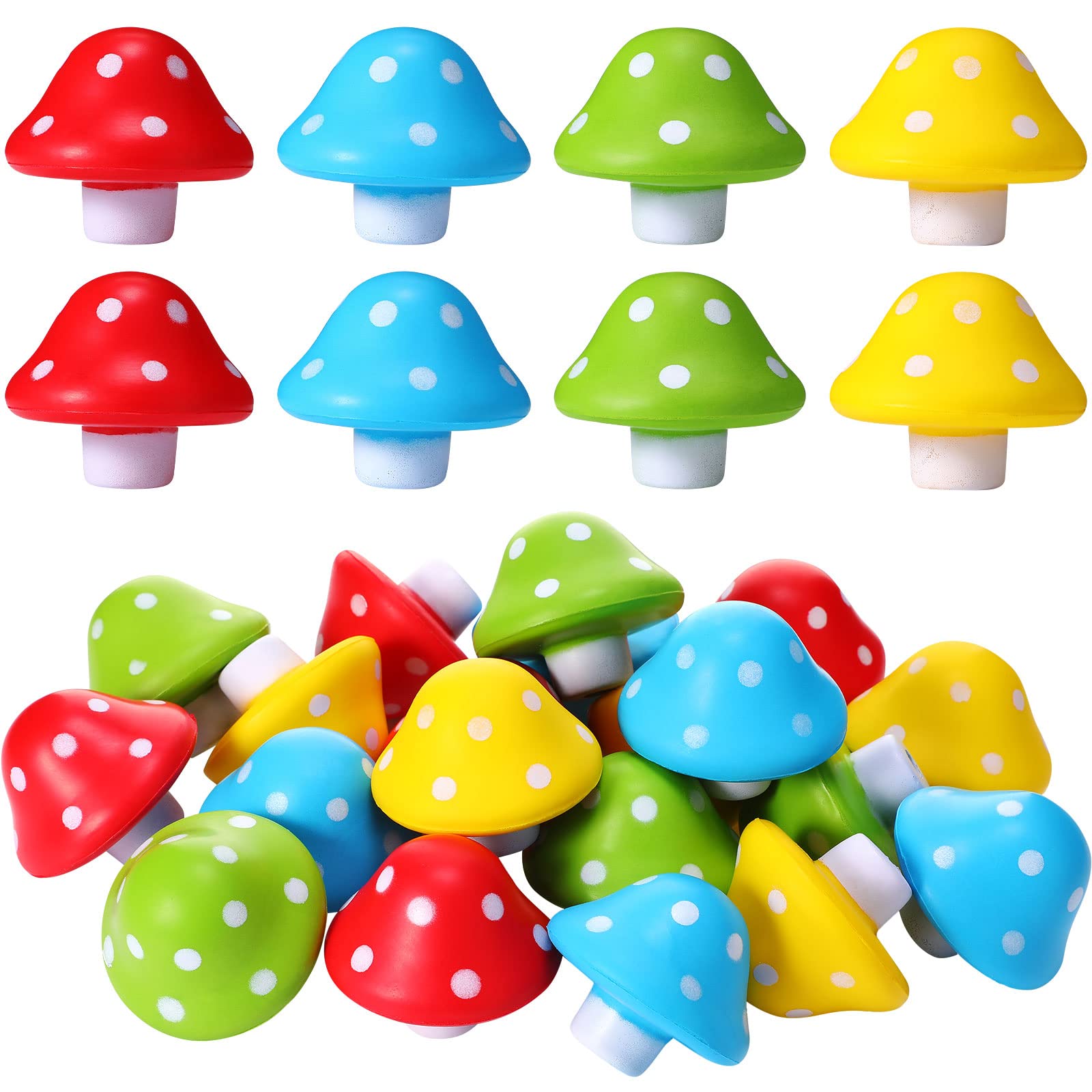 Photo 1 of Jerify 20 Pcs Mini Mushroom Stress Balls Toys Halloween Mushroom Party Favors Gifts 1.57 Inch PU Foam Stretchy Stress Relief Fidget Toys Bulk for Adults Anxiety Relaxing (Bright Colors)