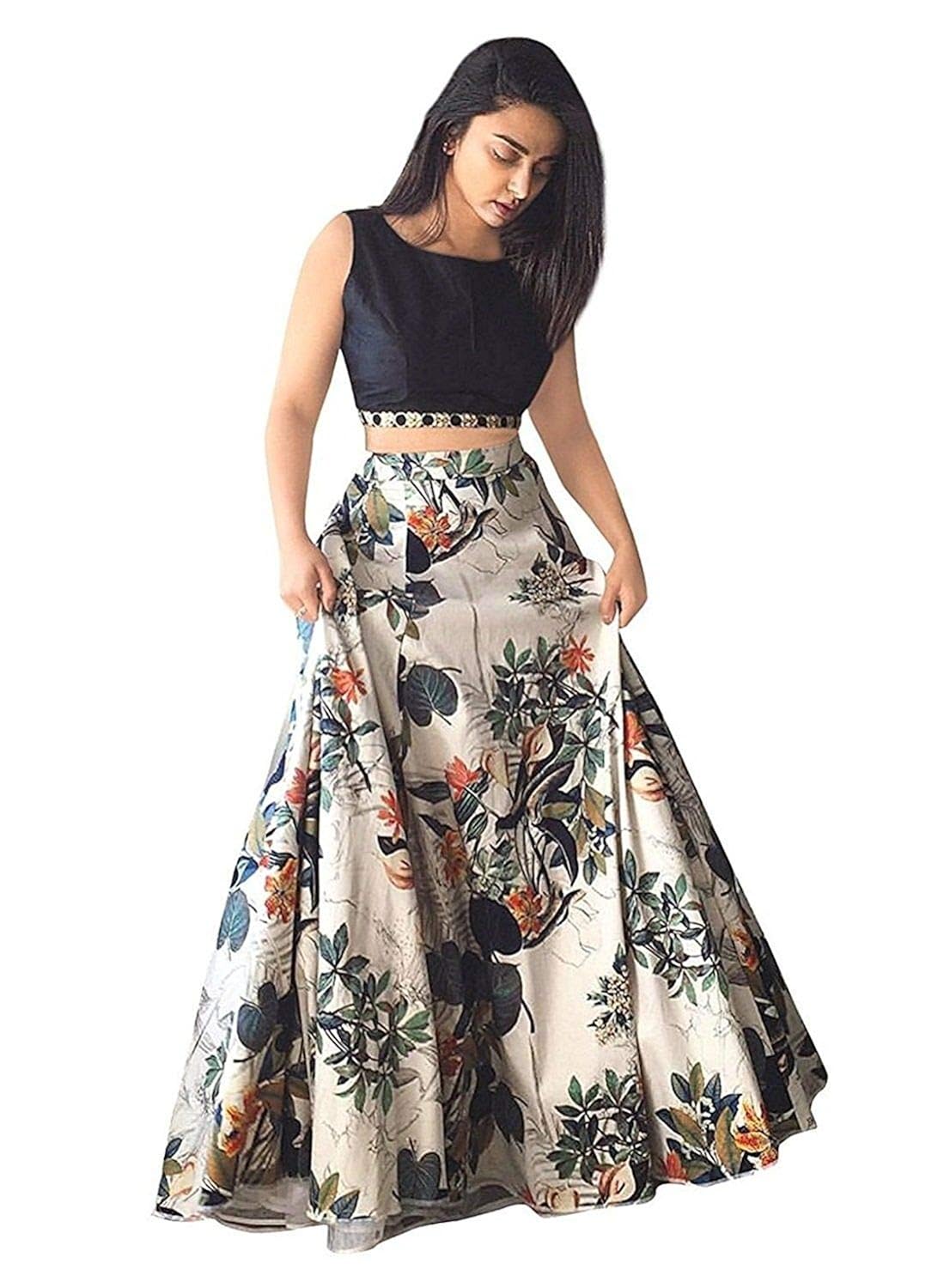 meera cration women's silk printed lehenga choli (gl1, grey, free size)