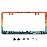 Adventure Awaits License Plate Frames Retro Forest Car Tag for Car Personalized Decorative Parts