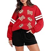 MNLYBABY Football Sweatshirts Football Mom Shirt: Women Oversized Game Day Shirt Fans Cheer Pullover Sunday Funday Tops