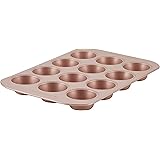 Farberware 47776 Nonstick Bakeware, Nonstick Muffin Pan / Cupcake Pan - 12 Cup, Rose Gold Red