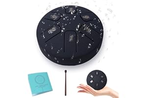 Eavnbaek 6-Note 3.8-inch Mini Rain Drum for Outside Garden, Rain Chime Drum for Rain Outdoor, Steel Hand Drum Sound Healing Steel Drum Kit (Black)