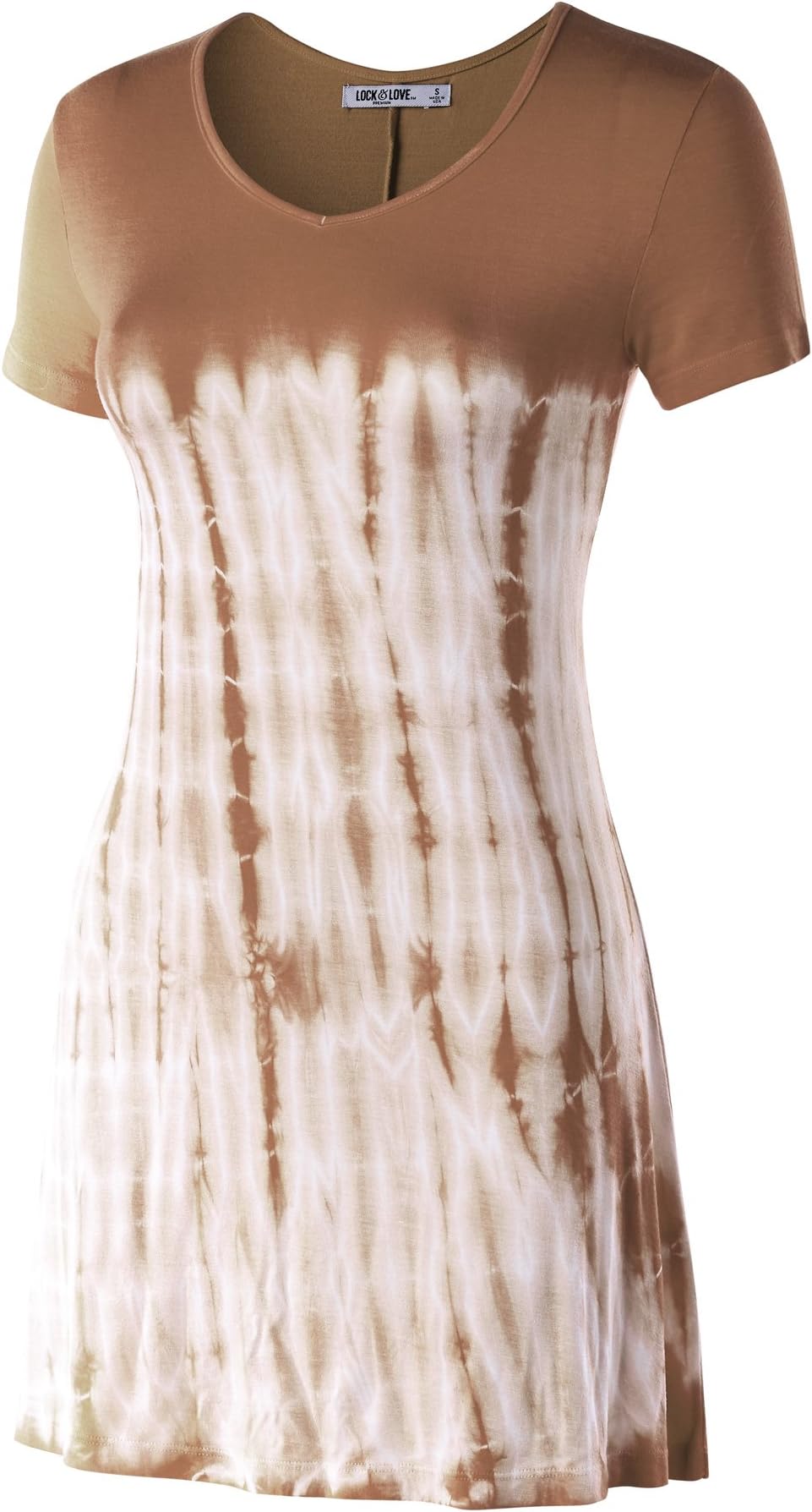 LL WT862 Womens Tie-Dye Trapeze Tunic L CAMEL