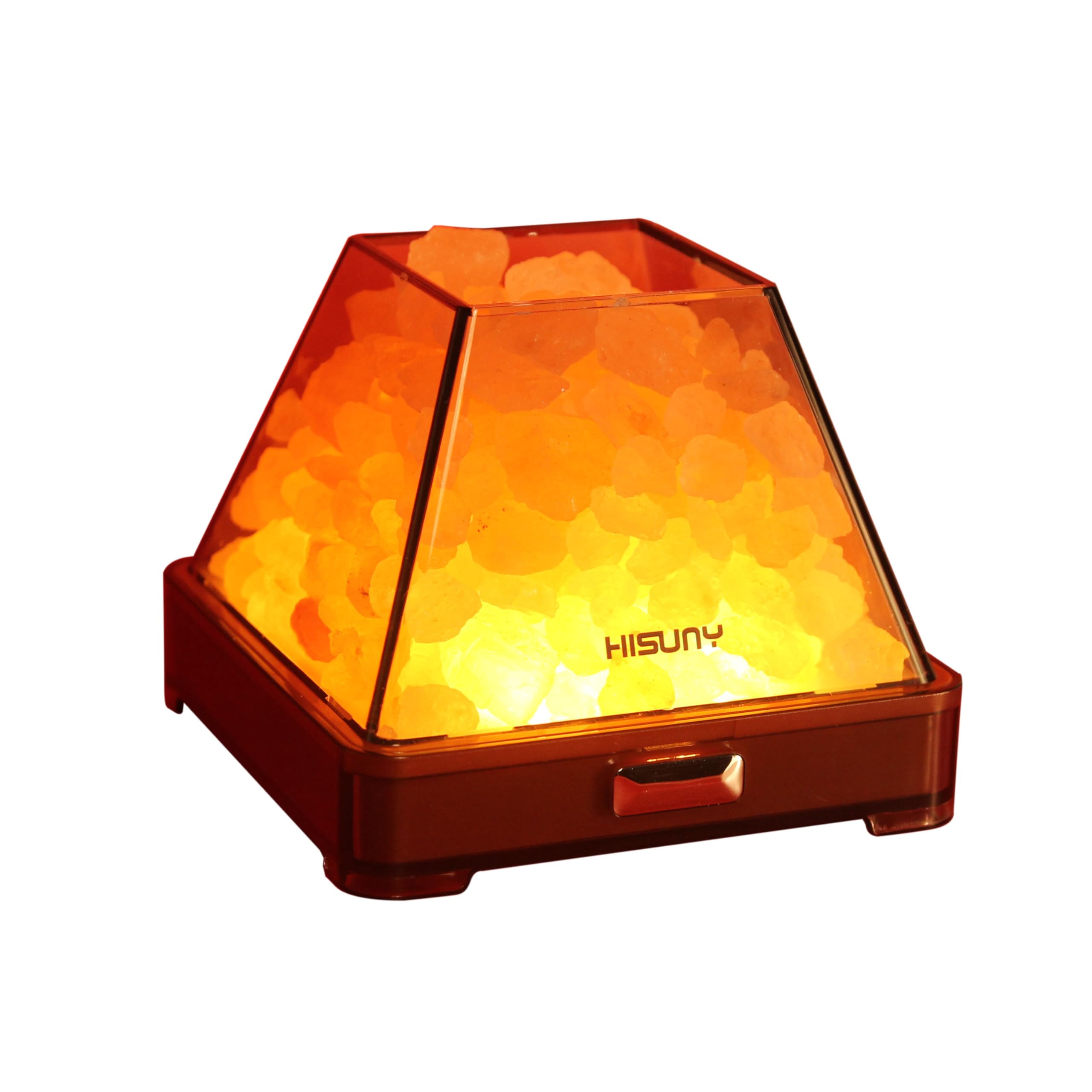 HISUNY Touch Himalayan Salt Lamp with 6 Way Dimmer Switch - Himalayan Crystal Rock Salt Lamp Pink Light, Mini USB LED Atmosphere Night Lamp, Natural and Handcrafted, Pyramid Shaped