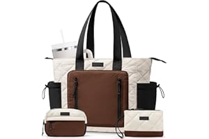 BAGSTELLAR Puffer Tote Bag for Women, Lightweight Puffy Work Laptop Handbag Teacher Nurse Quilted Shoulder School Daily Travel Gym Bags